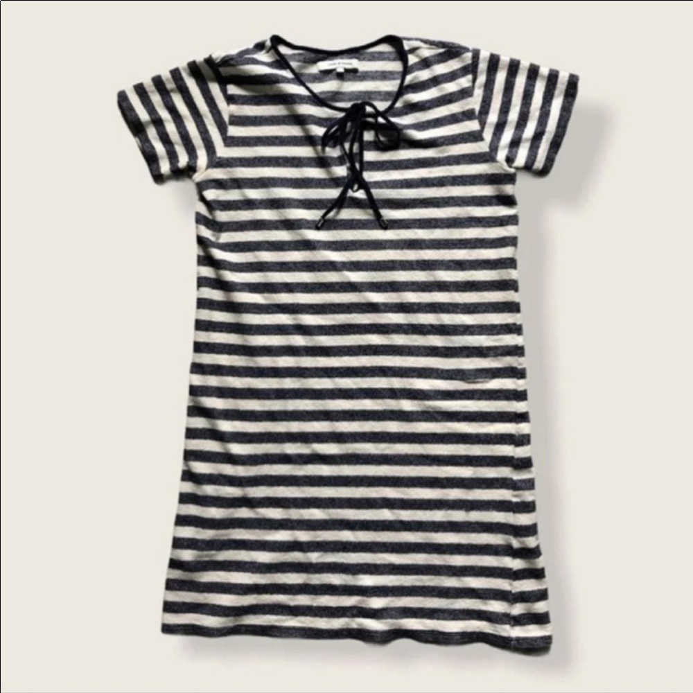 Moods of Norway Blue and White Striped T Shirt Dress S